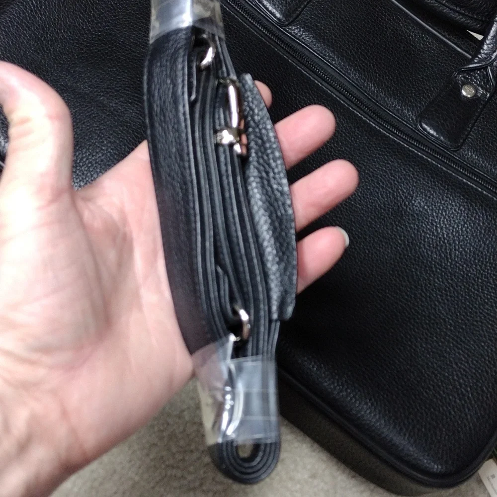 Crocodile brand unisex black pebbled leather bag. NWT.